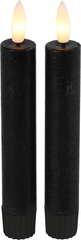 Countryfield LED Dinerkaarsen - Set van 2 - Zwart - 15 cm - Met Afstandsbediening & Timer