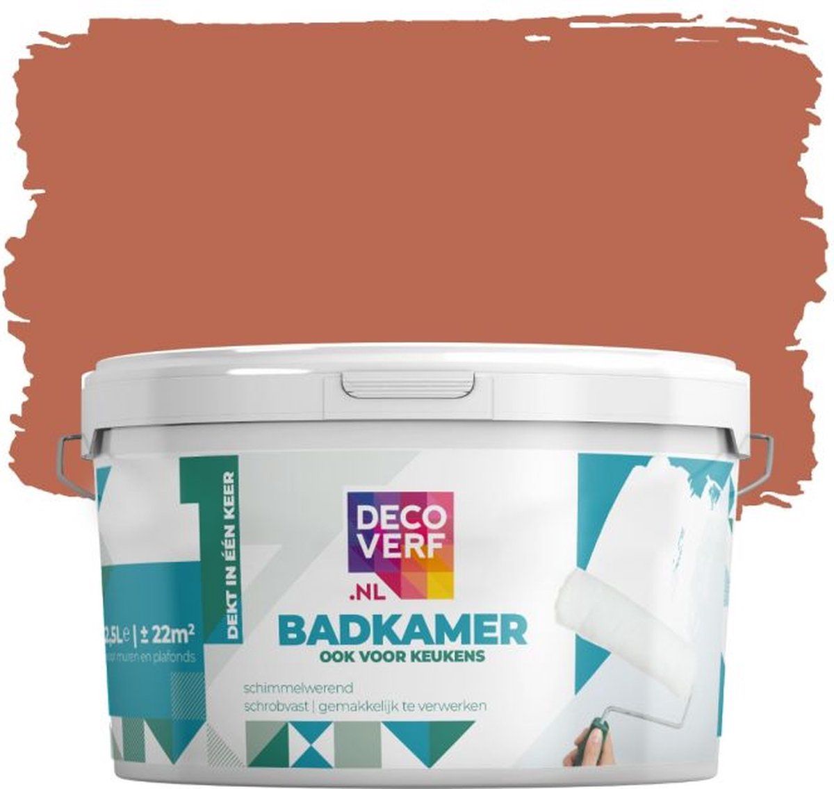 Decoverf.nl Decoverf badkamerverf 2.5L terra rood - 8719743416833