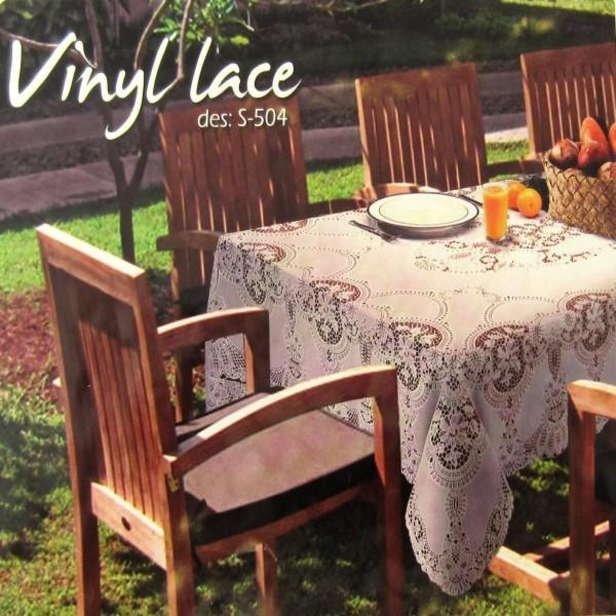 Unique Living Opengewerkt kanten Tafelkleed Vinyl Lace 135x180cm Ivoor