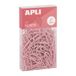 APLI 19980 paperclips van metaal, 28 mm, verpakking met 140 stuks, roze, moderne stijl, bureauaccessoires