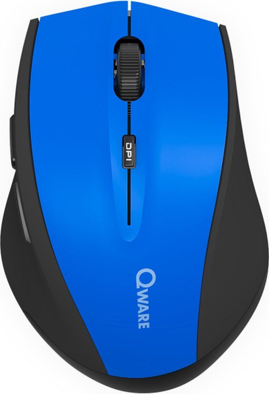 Qware Office Draadloze Muis - Blauw - 1600 DPI - Rechtshandig