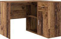 vidaXL Hoekbureau met plank Oudhout 102 x 88 x 75 cm