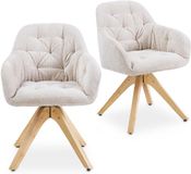 IDIMEX Eetkamerstoelen SAGA, set van 2, 360° draaibaar – beige