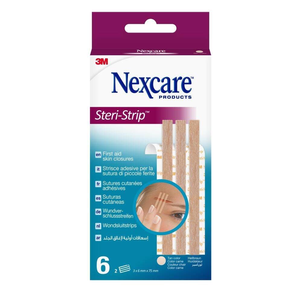 Nexcare™ Steri-Strip™ Wondsluitingstrips - 6 mm x 75 mm - 6 pleisters - Huidskleur