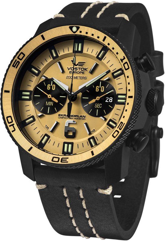 Vostok Europe 6S21-546C512L horloge heren - zwart - edelstaal PVD zwart