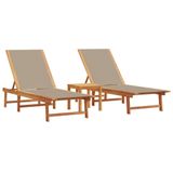 VidaXL Tuinstoel Lounge Gecapitonneerde zitting Acaciahout 2 stuks