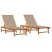 VidaXL Fauteuil de jardin Lounge Assise capitonnée Acacia 2 pièces