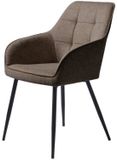Meubelplaats NOLAN ARMCHAIR SQUARE DARK GREY PU - eetkamerstoelen set van 2