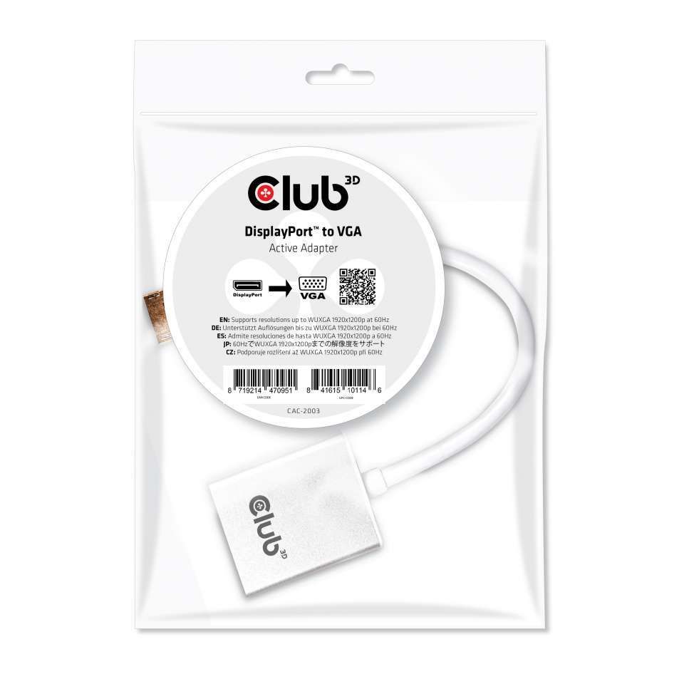 Club 3D Displayport to VGA Active Adapter - CAC-2003