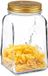 Pasabahce Voorraadpot/bewaarpot Square - glas - 1L - transparant/goud - 10 x 17 cm - luchtdicht