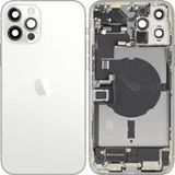 Apple iPhone 12 Pro Max Battery Cover, with Middle Housing, Complete Parts, Silver, Premium Swap