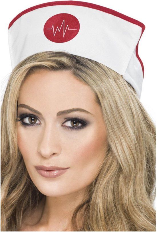Smiffys Nurse Hat - Best Quality White Fabric with Elastic, One Size