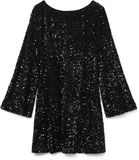 VERO MODA VMLAILA LS SEQUIN BOW DRESS EXP Damen Minikleid Schwarz XS