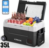 Glacière/congélateur de voiture portable - Glacière à compresseur 35 litres, 12V - Double zone - Commande par application Bluetooth - Avec roues - Convient au camping et aux voyages