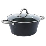 axentia 135658 pot, Ø ca. 20 cm, gesmeed, met glazen deksel, zwart