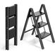 Bolt Edge Huishoudtrap - Keukentrap - 3 treden - Ladder Aluminium - Opstapkruk met anitslip - Lichtgewicht - 150KG Belastbaar - Zwart