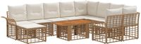 vidaXL Tuinbank Set 11-delig Natuurlijk en Crème Wit polyrattan