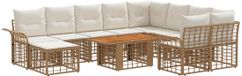vidaXL Tuinbank Set 11-delig Natuurlijk en Crème Wit polyrattan