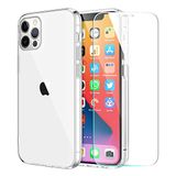 AURSTORE Beschermhoes voor iPhone 11 Pro Max (6,5 inch) + gehard glas transparante siliconen transparante TPU beschermhoes - 9H gehard glas