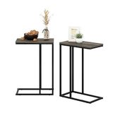 Furinno Modern Living Sofa Bijzettafel, Engineered Wood, Frans Eiken Grijs, Set van 2