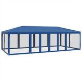 vidaXL Partytent met 12 mesh zijwanden 8x4 m HDPE blauw