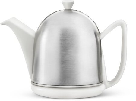 Bredemeijer Cosy Manto Theepot - 1L - Wit - Mat - RVS - Dubbelwandig