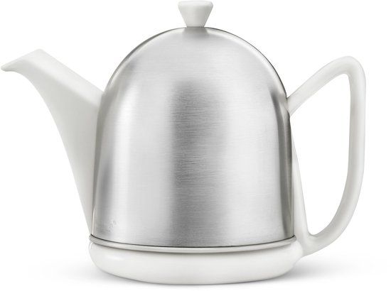 Bredemeijer Cosy Manto Theepot - 1L - Wit - Mat - RVS - Dubbelwandig