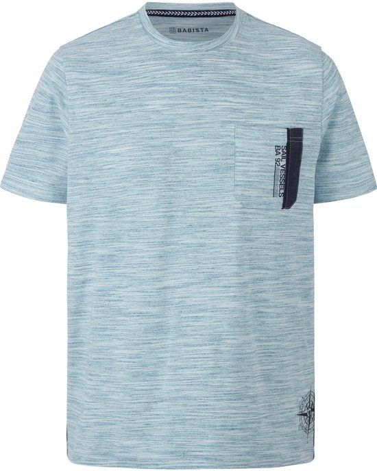 Babista heren T-shirt lichtblauw katoen/polyester regular fit Plus Size