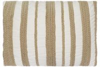 My Flair 35.09LH kussen in tijdloze stijl, 35 x 50 x 8 cm met vulling, 50% katoen, 50% polyester, handwas, wit met groen vlechtpatroon