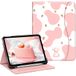 Fintie Hoesje voor iPad 11e generatie 11 inch 2025 (A16), iPad 10e gen 2022 10,9 inch, beschermende standaard met meerdere kijkhoeken met potloodhouder en zak, auto slapen/waken,aardbeienkoe