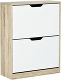 HOMCOM neerklapbare schoenenkast - Spaanplaat - 62,5 x 26 x 81 cm - Eiken, Wit