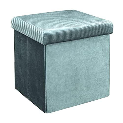 HOME DECO FACTORY Opvouwbare Poef - Fluweel - Blauw