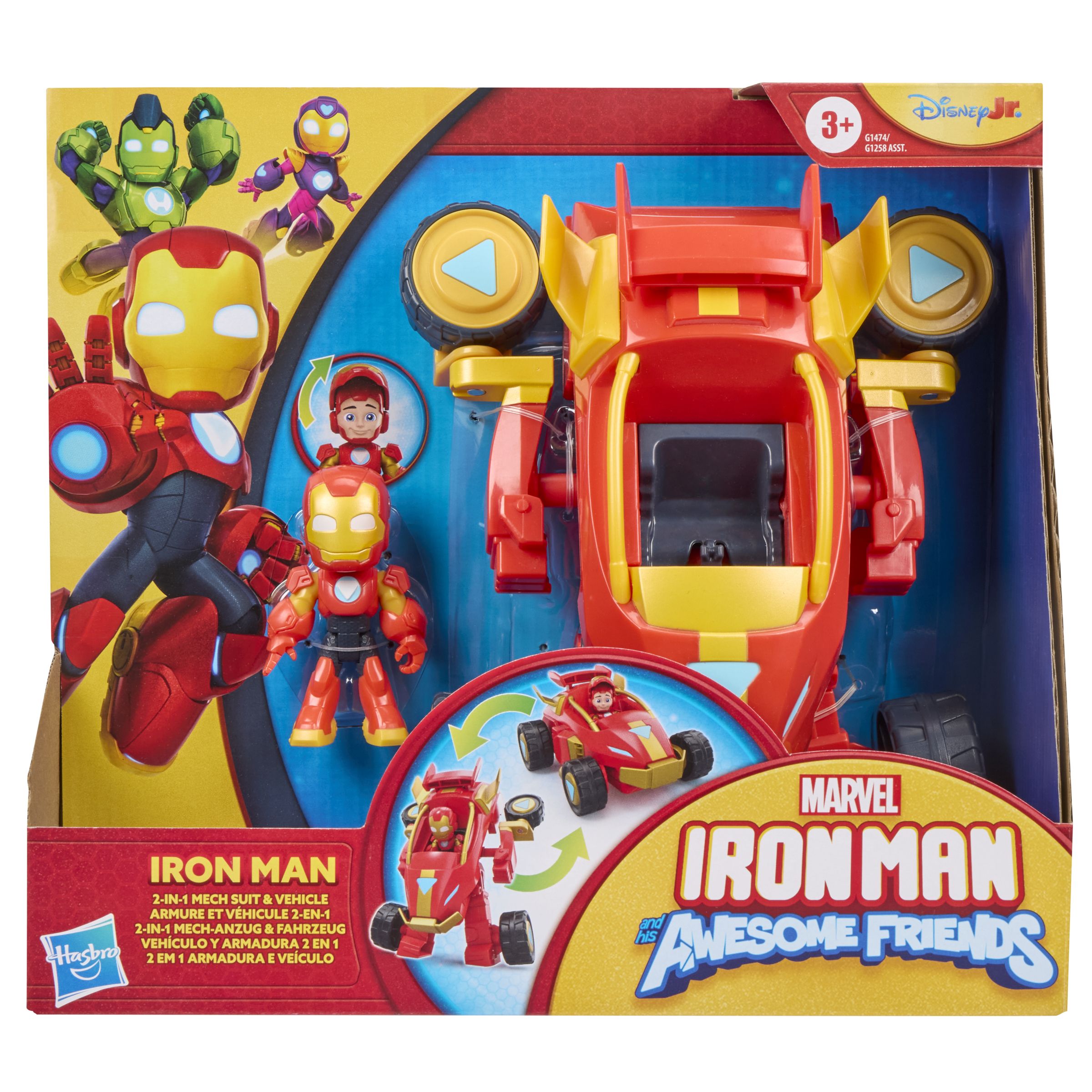 Hasbro Marvel Iron Man and His Awesome Friends 2-in-1 mech-pak en voertuig