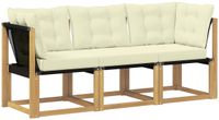 vidaXL 3-delige Outdoor Midden- en Hoekbank Wit