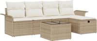 vidaXL Tuinbank Set 6-delig Poly rotan Beige 2 zitplaatsen