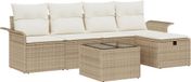vidaXL Salon de jardin 6 pièces Poly rotin Beige 2 places assises