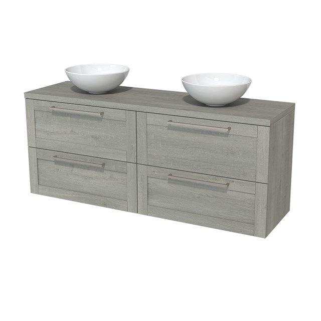 Maxaro Badkamermeubel Modulo Plato Grijs Eiken 160cm 4 Lades