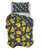 Pokemon, Beddengoedset voor eenpersoonsbed, 100% katoen, 155 x 200 cm, kussensloop 50 x 80 cm, officieel product, geen hoeslaken