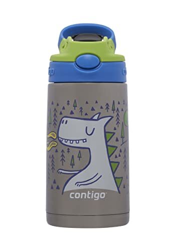 Contigo Easy Clean Autospout thermosfles met rietje voor kinderen, BPA-vrije roestvrij stalen waterfles, 100% lekvrij, makkelijk te reinigen, ideaal voor dagverblijf, school en sport, 380 ml