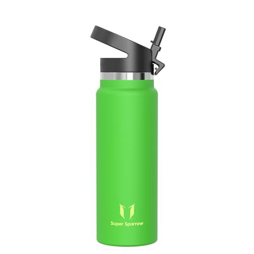 Sparrow Waterfles 1L Metaal Fles RVS Drinkfles met Rietje