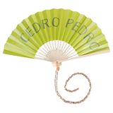 PEDRO waaiers, limoengroen, bamboe handvat met ketting, unieke kleuren