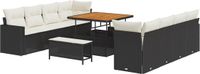 vidaXL Tuinbank Set 11-delig Zwart Polyrattan