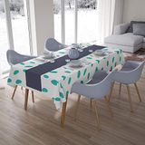 Bonamaison Tafelkleed, Anti-Mold, Sneldrogend, Waterdicht, 100% Polyester Tafellaken, Turkoois, wit, 140 x 200 Cm