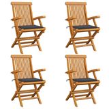 vidaXL Tuinstoelen 6 st met antracietkleurige kussens massief teakhout