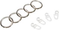 GARDINIA Gordijnringen Kreta, 10 stuks, incl. glij-inzetstuk en gordijnhaak, Ø 16 mm - 20 mm, metaal/kunststof, RVS-look