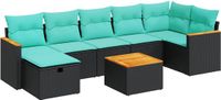 vidaXL 8-delige loungeset met kussens polyrattan zwart