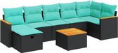 vidaXL 8-delige loungeset met kussens polyrattan noir