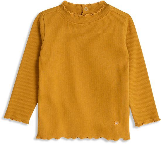 4PRESIDENT Bregje Yellow Kinderen Lange mouw Katoen Rib Ronde hals Knopen Casual Geel Maat 104