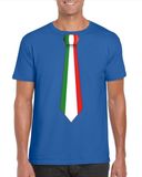 Bellatio Decorations Puma Supporters T-shirt - blauw - met vlag Italie kleuren stropdas - heren - korte mouw XL