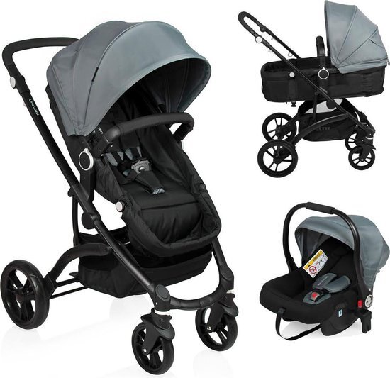 Little World City Walker Combi Kinderwagen Grijs incl. autostoel zwart, grijs